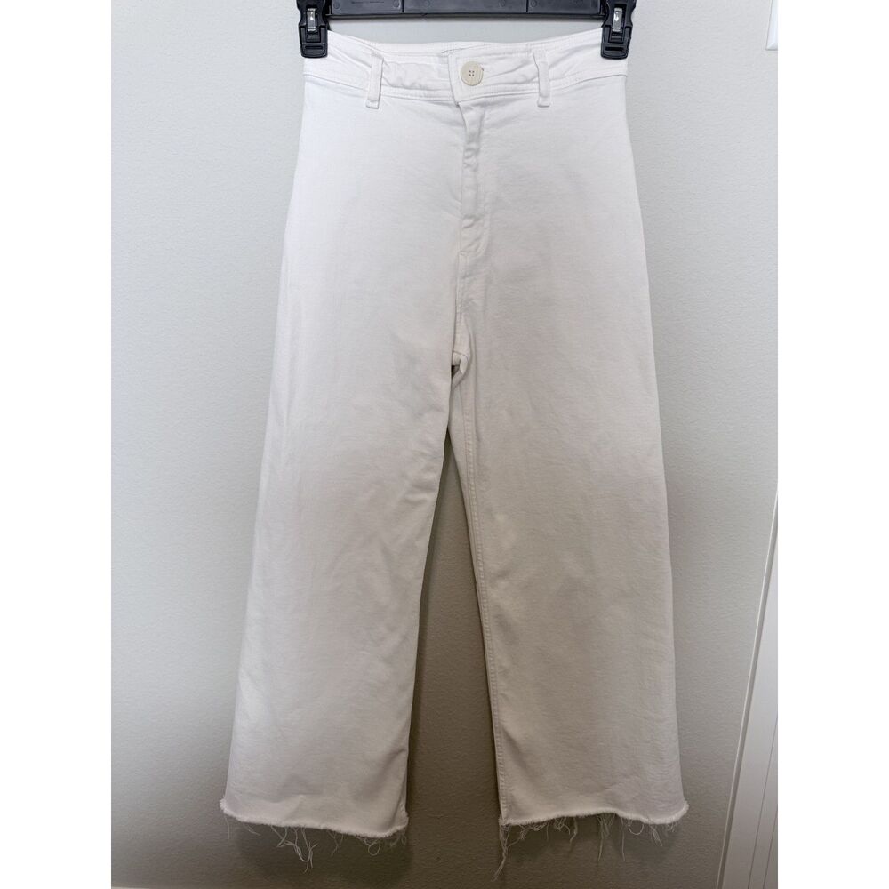 Zara ZW The Marine Straight High Waist White Jeans